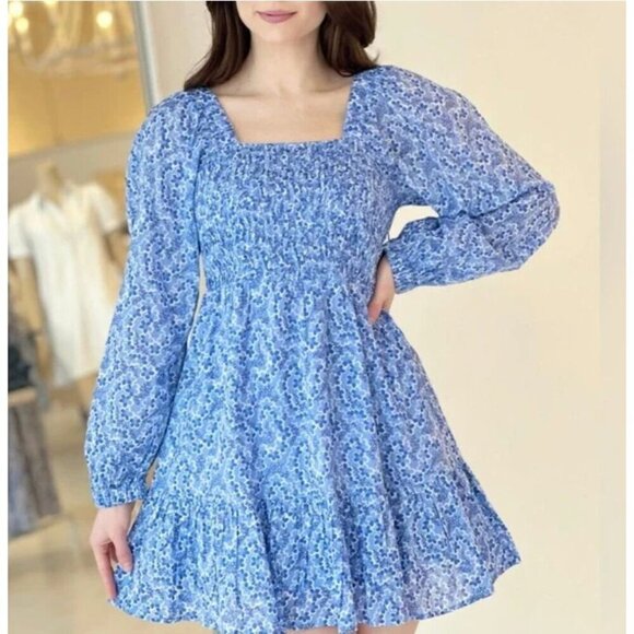 Tuckernuck BANJANAN Heron Dress in Blue Vista Print Size L - Picture 1 of 6